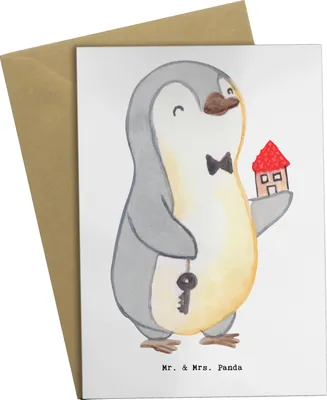 Produktbild von Mr. & Mrs. Panda Klappkarte Immobilienkaufmann Herz - Weiß - Geschenk, Immobilienmakler, weihnachtskarten, jubiläumskarte, Ausbildung, glückwunschkarten, einladungskarten