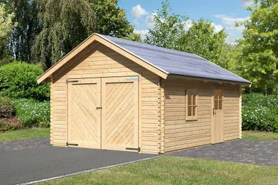 Produktbild von Karibu Blockbohlengarage 40 mm mit Satteldach Garage aus Holz, Unterstellplatz mit 40 mm Wandstärke Fertiggarage
