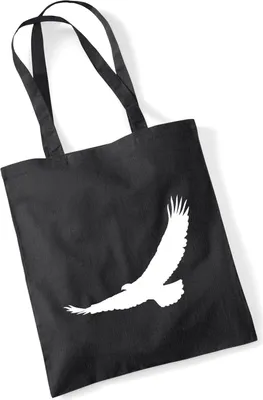 Produktbild von Huuraa Jutebeutel Eagle Silhouette Adler 10 Liter Black Baumwolle Tasche Geschenkidee