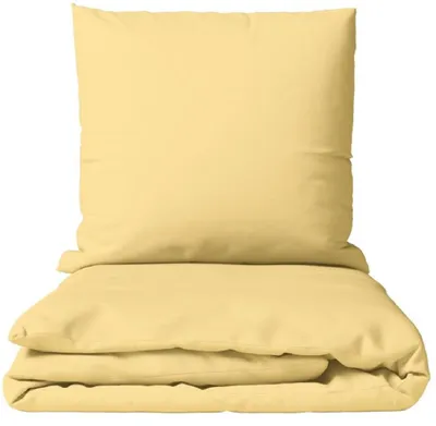 Produktbild von Renforce Bettwäsche Set 155x220 cm 80x80 cm Beige Uni 100% Baumwolle Reißverschluss