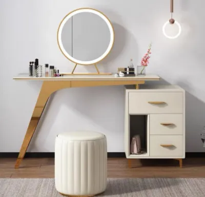 Produktbild von Schminktisch Spiegel Hocker Komplett Set Kommode Schlafzimmer Neu 2tlg. Konsole