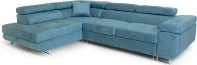 Produktbild von Ecksofa Aller L-form mit Schlaffunktion und Bettkasten in Hellblau (Kronos 12), Links Ottomane
