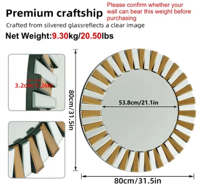 Obrázek produktu pro Kulaté zrcadlo ve tvaru hvězdy – dekorativní zrcadlo – nástěnné zrcadlo – designové zrcadlo – 80 cm
