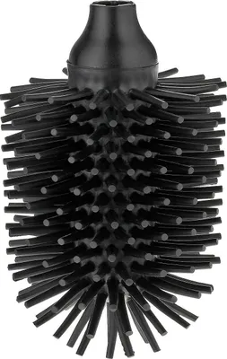 A black toilet brush head with silicone bristles.