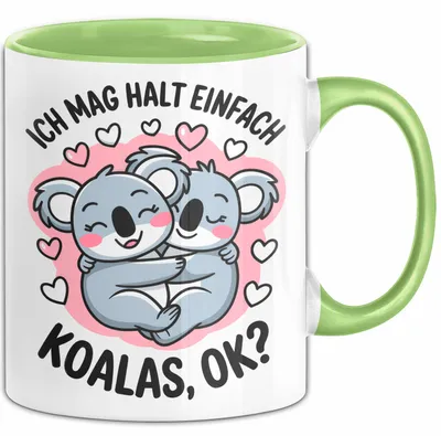 Produktbild von Koala Tierliebhaber Tasse Geschenk Lustige Geschenkidee Spruch Ich Mag Halt Einfach Koalas Ok (Grün)