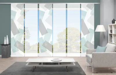Produktbild von NAYAH Schiebegardine, halbtransparente Bambus-Optik, 260x60 cm, Graphikmotiv
