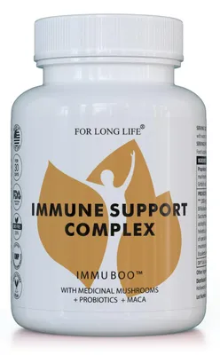 Produktbild von IMMUBOO Nahrungsergänzungsmittel mit Vitalpilzextrakten, Maca, Probiotika und Ballaststoffen | 120 vegane Kapseln