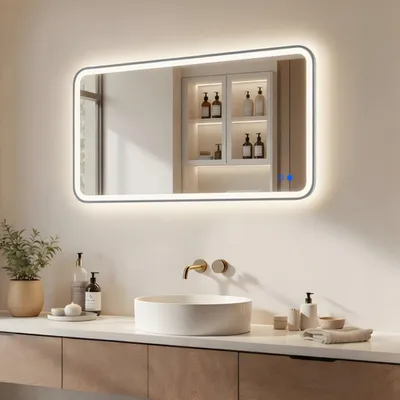 Immagine prodotto di ARTFORMA Specchio da bagno a LED rettangolare 120x70 cm argento con comando touch e funzione antiappannamento