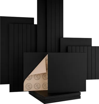 Produktbild von AKUSTIKO Akustikpaneele Selbstklebend 60x60cm - 4 Stück Schwarz Akustik Wandpaneele Brandschutzklasse B-s1-d0 Panels Filz 9mm Hexim Decken- & Wandverkleidung Wand Element (1.44m²)