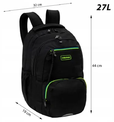 Image de Sac à dos Head Noir Vert-Bleu ASTRA - ASTRA Papeterie