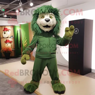 Produktbild von Waldgrüner REDBROKOLY Löwe Maskottchen kostüm mit Hose und Mütze
