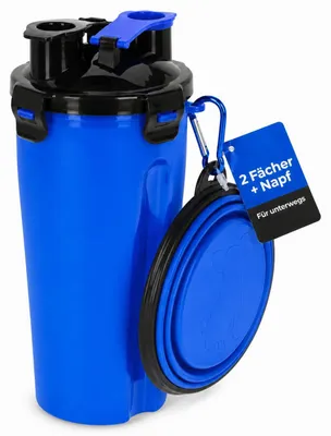 Produktbild von Hundenapf - Wasserflasche für Hunde - Tragbar und Multifunktional - Blau - Hundeaccessoires - Ideal für Unterwegs - Perfekt für...