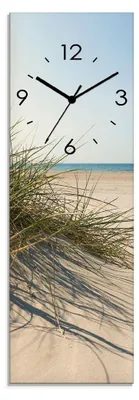 Produktbild von ARTland Glas Wanduhr Quarzuhr - schwarzer Zeiger Strandgras Größe: 20x60 cm