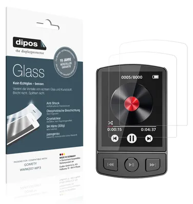 Produktbild von 2x Schutzfolie für GOMETY WMM207-MP3 - Anti-Shock 9H Folie dipos Glass Kunststoffglas