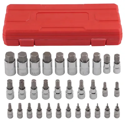 Produktbild von 32 Bit Innensechskant Steckschlüssel Satz S2 Stahl 1/4 3/8 1/2 Zoll Set