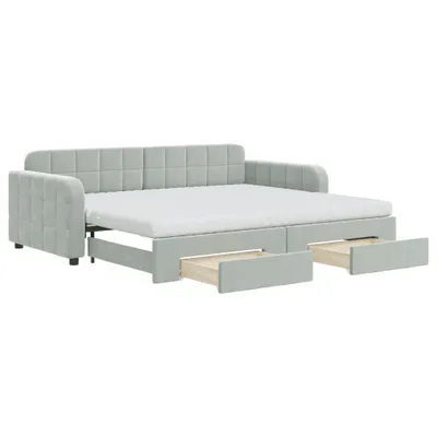 Immagine prodotto di vidaXL Letto da giorno allungabile con cassetti grigio chiaro 90x200 cm in velluto