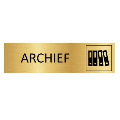 Produktbild von CombiCraft Aluminium Türschild "Archief" in Gold mit 3M-Klebeband - 165 x 45 mm