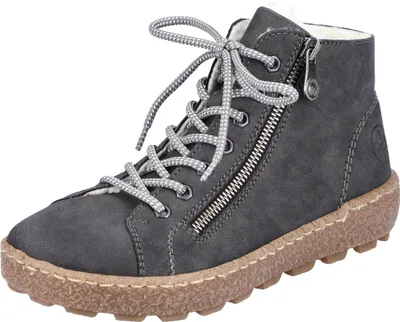 A single gray boot is shown against a white background.