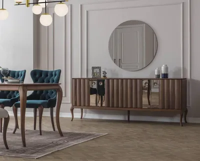 Produktbild von Braun-Weiße Esszimmer Möbel Chesterfield Designer Bank Luxus Esstisch