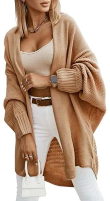 Produktbild von Oversize-Strickjacke mit Fledermausärmeln für Damen,Größe:L