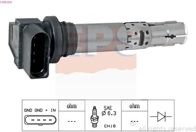Produktbild von EPS Zündspule 1.970.474 für direkte Zündkerzenmontage, inkl. Zündkerzenstecker