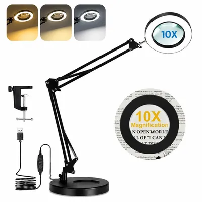 Produktbild von Lupenlampe 10X LED Lupenleuchte mit Klemme LED Tischlampe Klemmlampe