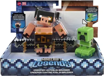 A toy playset of Minecraft characters in its retail packaging.