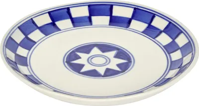 Produktbild von Frühstücksteller creme/blau, D 19 cm, H 2,5 cm Küchenkaro Frühstücksteller Keramik, handgemalt, creme/blau D 19 cm, H 2,5 cm