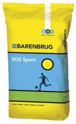 Produktbild von Barenbrug Grassamen 15kg bis 500m² - SOS Super Over Seeding - Recovery Sportgras - Sehr schneller Aufgang - Keimt bei niedrigen Temperaturen ab 6°C - Hohe Trittfestigkeit