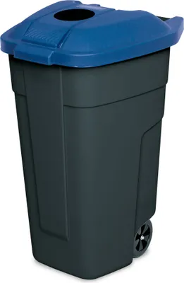 Produktbild von 100 Liter Tonne mit Einwurföffnung im Deckel, BxTxH 510x550x850 mm,schwarz/blau