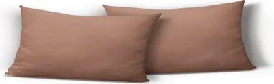 Produktbild von 2er Set Kissenbezug Kissenhülle Kopfkissen 40x80cm beige braun Uni Microfaser