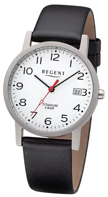 Produktbild von Regent Lederarmband Herren Uhr F-1225 Analog Armbanduhr Leder schwarz D3URF1225