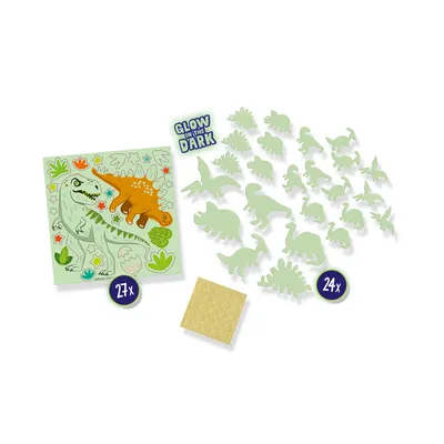 Produktbild von SES Creative 25127 - Leuchtende Dinos, 6 groe Dinosaurier, 18 kleine Dinosaurier, selbstklebende Schlafzimmerdeko fr Kinder, Mittel
