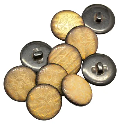 5 x edler Knopf mit floraler Gravur 23 mm sahara