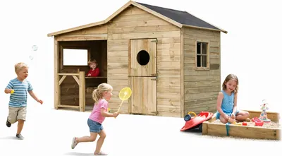 Produktbild von Kinderspielhaus Spielhaus Spielhütte aus Holz imprägniert #3990