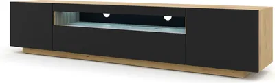 Produktbild von TV LOWBOARD Schrank 200 cm TV Tisch Sideboard TV Kommode HiFi-Tisch Artisan Eiche Schwarze Fronten LED-Beleuchtung