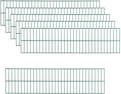 A set of green fence elements arranged in a stepped pattern, with another set below.