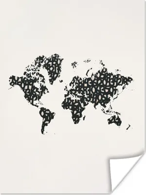 Produktbild von MuchoWow® Poster Weltkarte - Zahlen - Schwarz 30x40 cm - Wandplakat - Poster Kinderzimmer