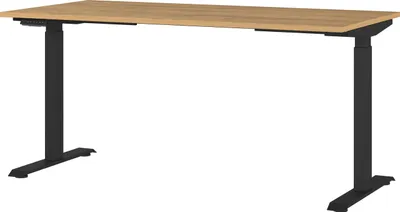 Schreibtisch höhenverstellbar 160x120x80 cm Eiche/Schwarz