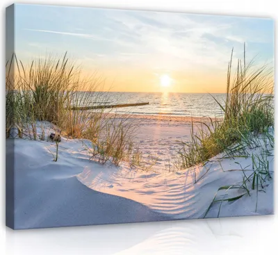 Produktbild von Leinwandbild Strand Meer Natur 100x70 cm XXL Modern Canvas Bilder Leinwandbilder Schlafzimmer Wohnzimmer Wandbilder Kunstdruck Wand Bild auf Leinwand Aufhängefertig