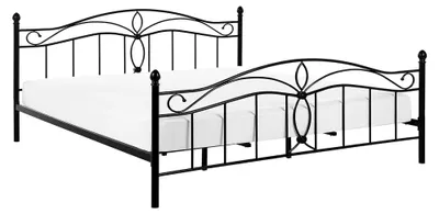 Produktbild von Doppelbett Schwarz Metall mit Kopfteil und Lattenrost 160x200 cm