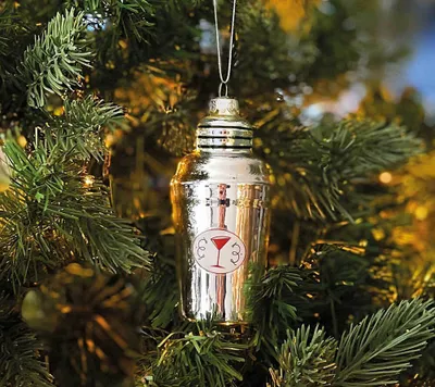 Produktbild von Christbaumschmuck Cocktailshaker Christbaumanhänger Barmixer Echt Glas Silber