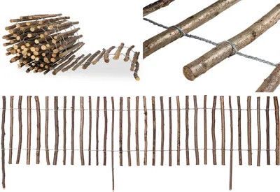Produktbild von Staketenzaun mit Pfosten aus Haselnuss mit Rinde  Höhe 50 cm Länge 500 cm  imprägnierter Zaun mit gut gespaltenen Stäben  zur Einzäunung und Abgrenzung von Beeten Lattenabstand: 3-4 cm