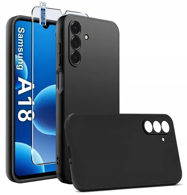 Obrázek produktu pro Černé silikonové pouzdro pro telefon Samsung A18, tenké provedení, s ochranným sklem 9H