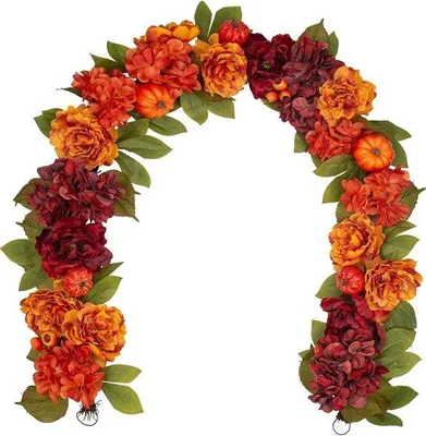 Productafbeelding van Herfstdecoratieboeket, 183 cm, pruimroze hortensia's, herfstplant, tuinversiering, bruiloft, sfeervol, feestelijk, oktoberdecoratie