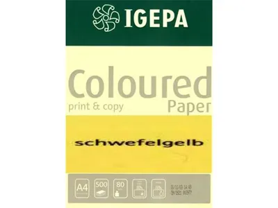 Obrázok produktu pre Igepa Farebný papier intenzívna sírová žltá 80 g/m² DIN-A4 – 500 listov