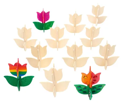 Produktbild von Colorations Holz Bastelset Tulpe - Kreatives Spielzeug Set von 12
