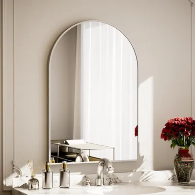 Immagine prodotto di Specchio da parete a forma di arco, 51 x 76 cm, cornice in alluminio, colore argento