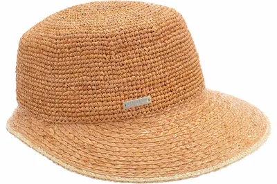 Seeberger knautschbare Crochet Raffiastroh Schute in braun