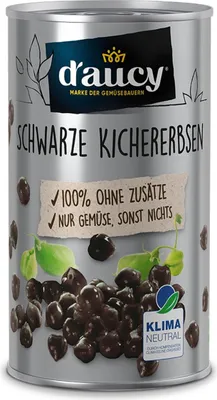 Produktbild von d'aucy Schwarze Kichererbsen - 100% ohne Salz und Zuckerzusatz, 285 Gramm Dose
